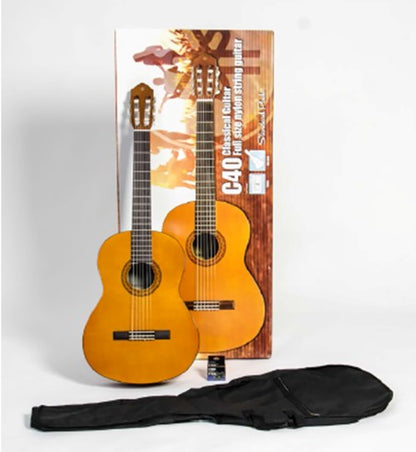 Yamaha C40II Classical Guitar Standard Package Featuring the C40 Classical Guitar, Electronic Tuner & Guitar Bag