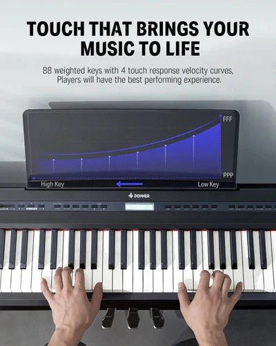 Donner DEP - 20 Portable Keyboard 88 - Key Weighted with Stand - Black - Rhythmic - Cadence