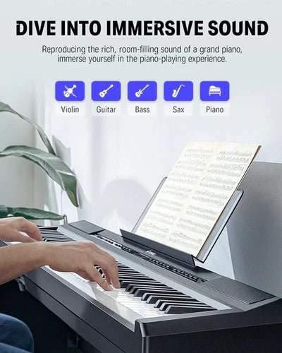 Donner DEP - 20 Portable Keyboard 88 - Key Weighted with Stand - Black - Rhythmic - Cadence