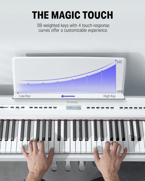 Donner DEP - 20 Portable Keyboard 88 - Key Weighted with Stand - White - Rhythmic - Cadence