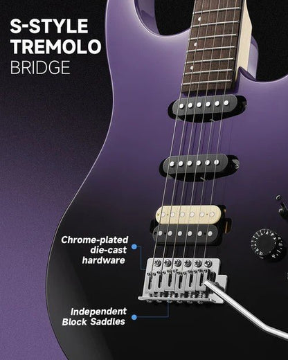 Donner DMT - 66 Electric Guitar with Ceramic Single - Coil - Midnight Purple Gradient - Rhythmic - Cadence