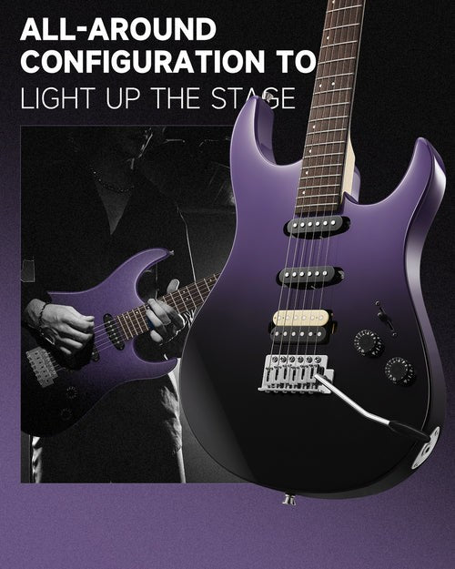 Donner DMT - 66 Electric Guitar with Ceramic Single - Coil - Midnight Purple Gradient - Rhythmic - Cadence