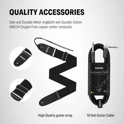 Donner DTL - 100 Electric Guitar Kit – 39” Tele - Style, Poplar Body, S - S Pickups, Gig Bag - Rhythmic - Cadence
