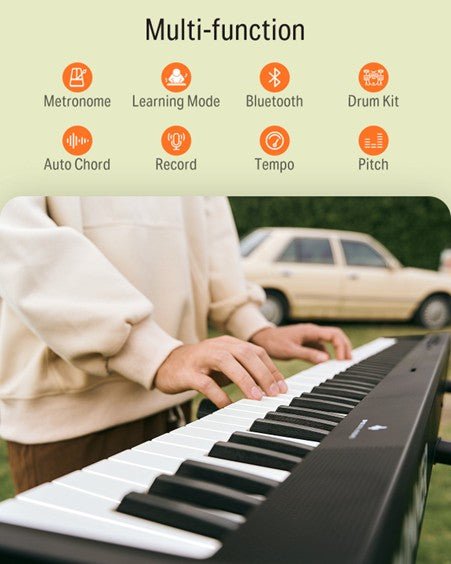 Donner DP - 10 88 - Key Foldable Semi - Weighted Digital Piano Kit with Bluetooth - Rhythmic - Cadence