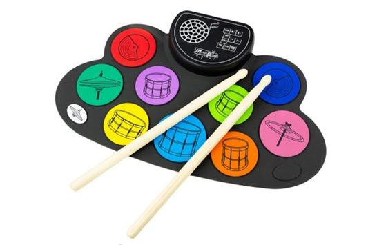 PDT Music Alley Kids Roll Up Drum Kit with Inbuilt Speaker, Headphones Jack & Midi