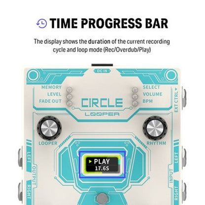Donner Circle Looper Guitar Effect with Time Display and Drum Machine - Rhythmic - Cadence