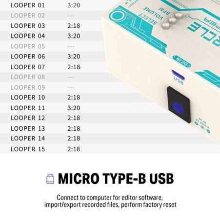 Donner Circle Looper Guitar Effect with Time Display and Drum Machine - Rhythmic - Cadence