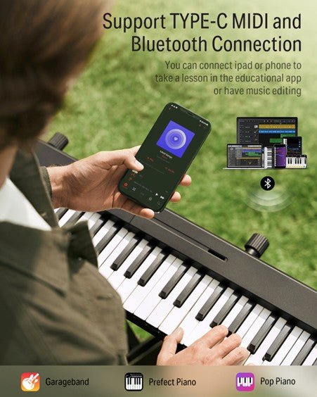 Donner DP - 10 88 - Key Foldable Semi - Weighted Digital Piano Kit with Bluetooth - Rhythmic - Cadence