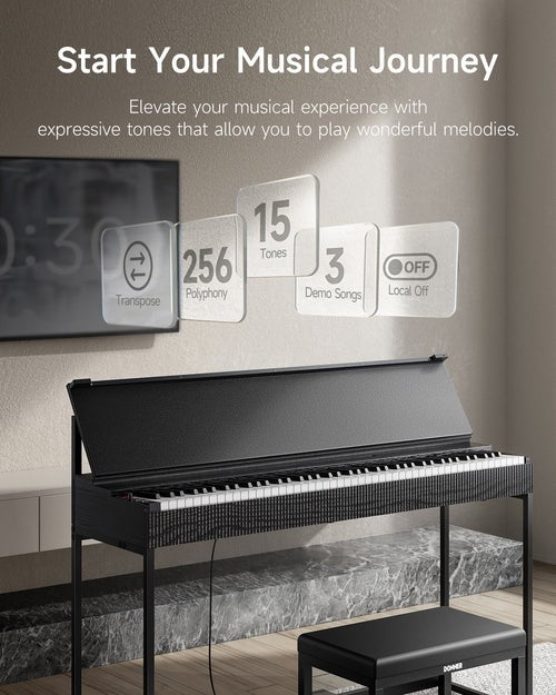 Donner OURA S300 88 Key Graded Hammer Action Weighted Home Digital Piano - Rhythmic - Cadence