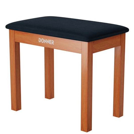 Donner Piano Bench with Storage, Solid Wood Keyboard Bench Piano Bookcase Stool Chair Seat with High - Density Suede Cushion, Wood Finish - Rhythmic - Cadence