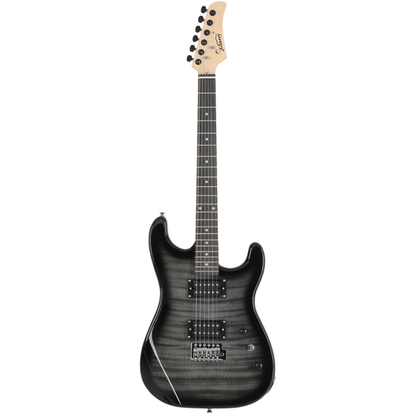 GST Stylish H - H Pickup Tiger Stripe Electric Guitar Kit with 20W AMP Bag Guitar Strap Black - Rhythmic - Cadence