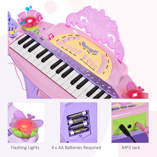 Mini Battery Organ Piano Microphone Stool 32 Key Keyboard Kids Toy - Rhythmic - Cadence