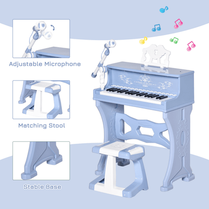 HOMCOM 37 Key Keyboard Battery Piano Kids Microphone Stool Educational Game - Rhythmic - Cadence