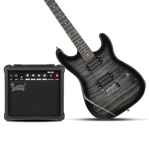 GST Stylish H - H Pickup Tiger Stripe Electric Guitar Kit with 20W AMP Bag Guitar Strap Black - Rhythmic - Cadence
