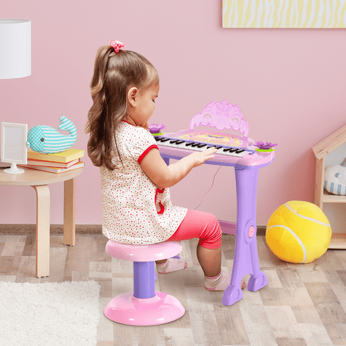 Mini Battery Organ Piano Microphone Stool 32 Key Keyboard Kids Toy - Rhythmic - Cadence
