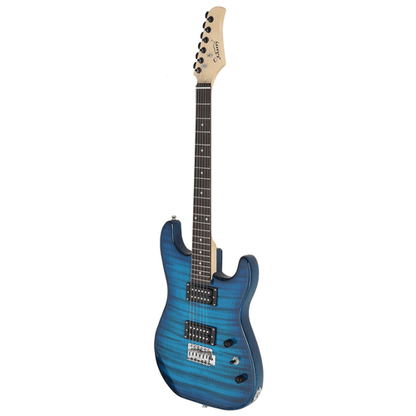 GST Stylish H - H Pickup Tiger Stripe Electric Guitar Kit with 20W AMP Bag Guitar Strap Blue - Rhythmic - Cadence