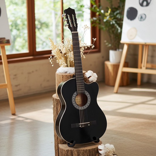 vidaXL Western Classical Cutaway Guitar with 6 Strings Black 38"