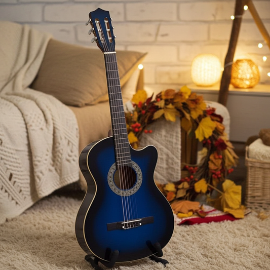 vidaXL Western Classical Cutaway Guitar with 6 Strings Blue Shaded 38"